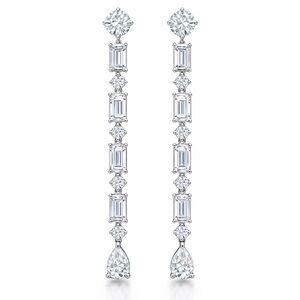 Long Silver Zircon Dangle Earrings